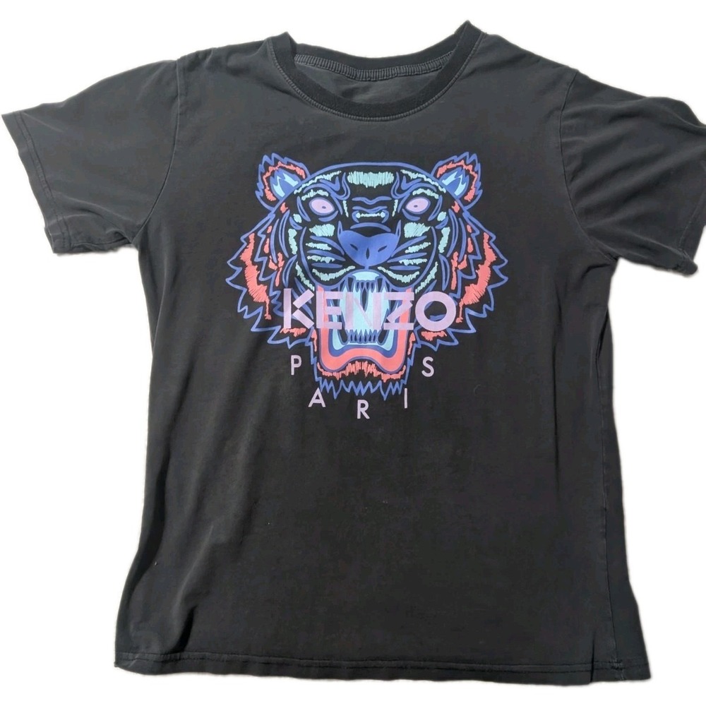Kenzo Paris Tiger Graphic T-Shirt Black Multicolor Short Sleeve Tee Yzk Style